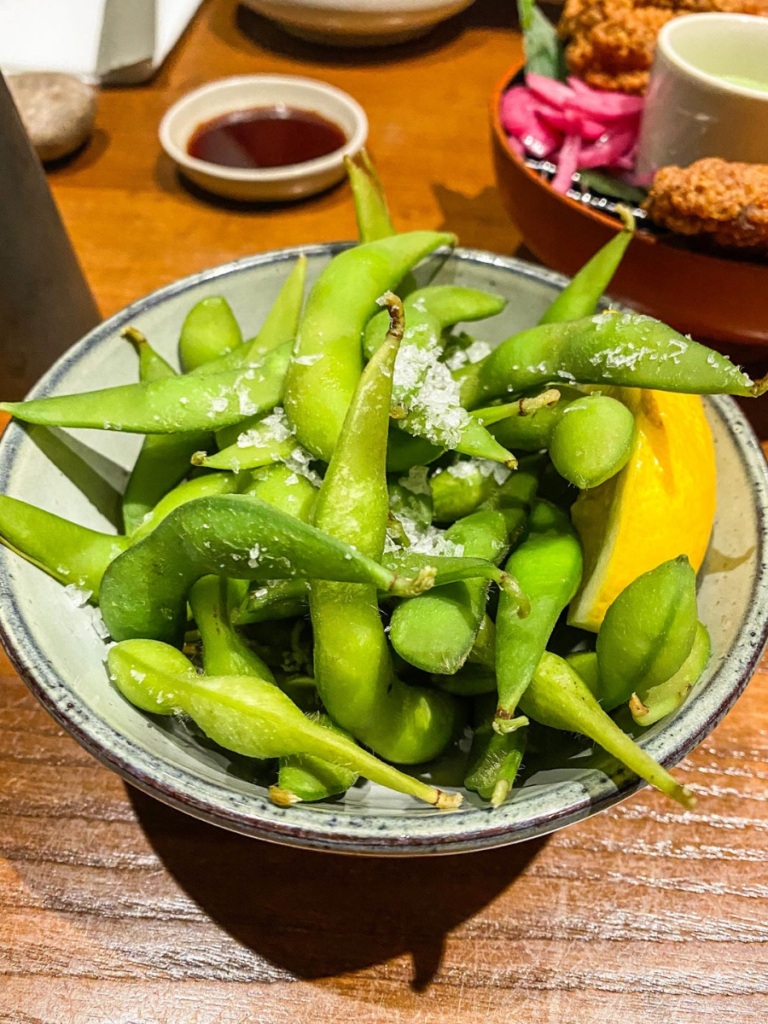 the best edamame in London with salt and lemon