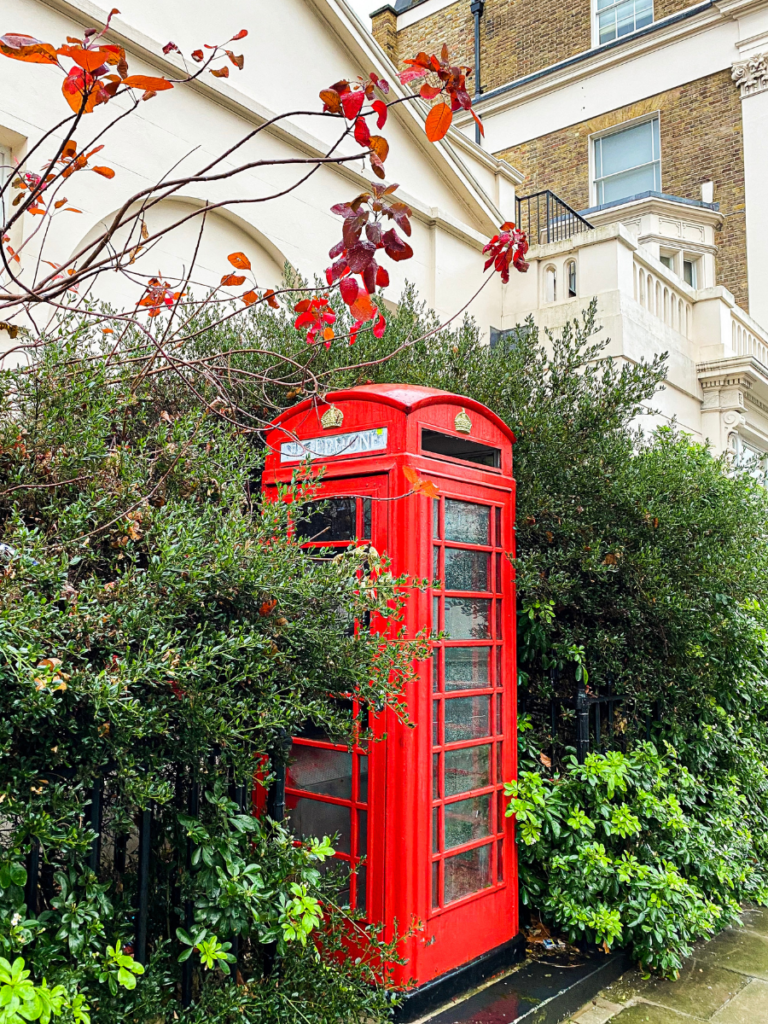 bright red london landmark telephone box
