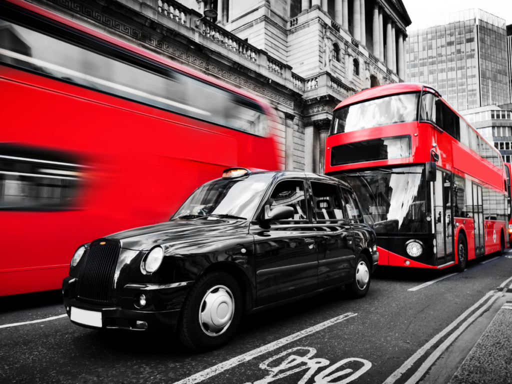 london iconic black taxis