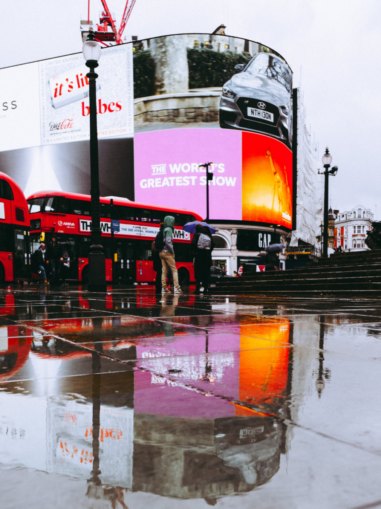 central london is illuminated by picadilly circus