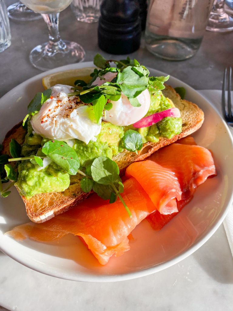 delicious avocado and salmon on toast at Grind Shoreditch