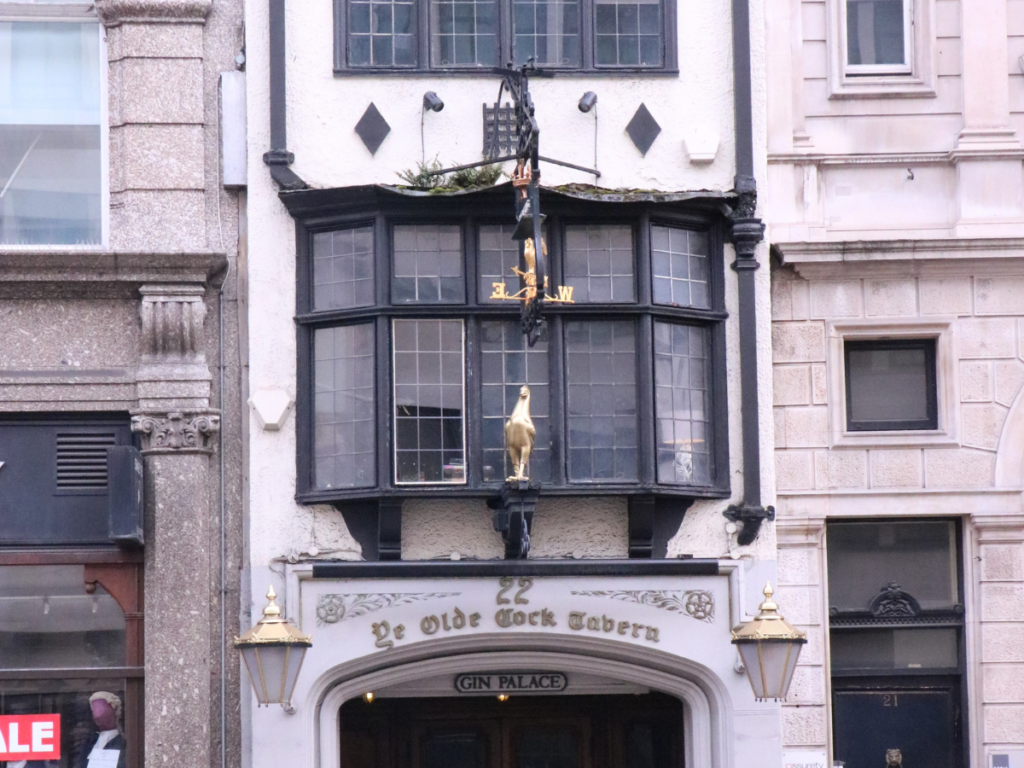 Ye Olde Cock Tavern is supposedly haunted and is on one of London's oldest streets