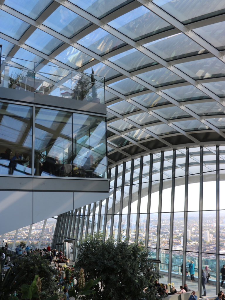 take in the romantic views of the city from the sky garden in london