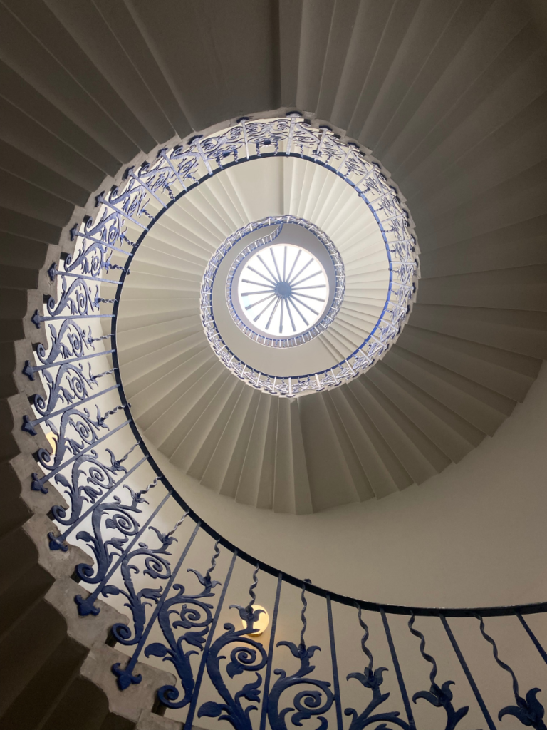 The iconic Tulip Stairs in Queen's House - the first of their kind