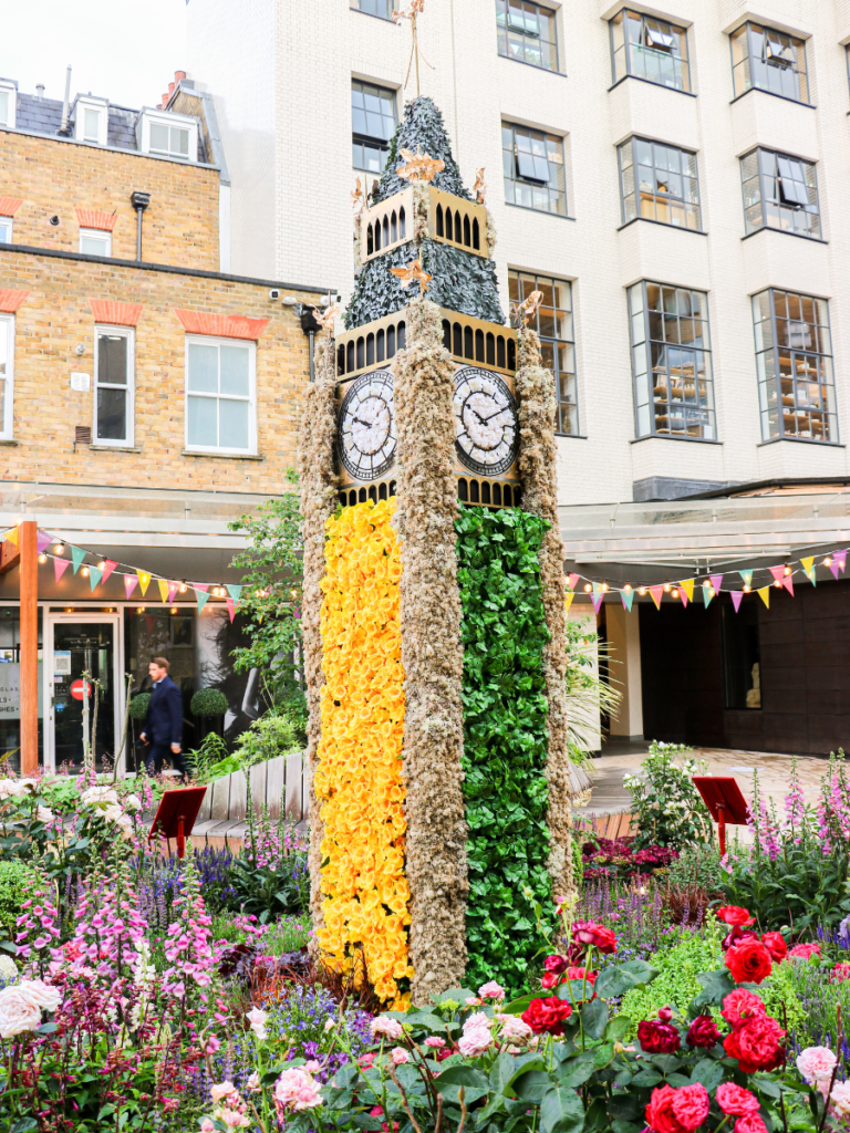 British icon Big Ben in floral form in Belgravia