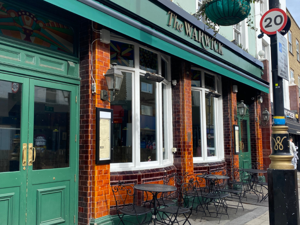 the exterior of The Warwick pub in Pimlico
