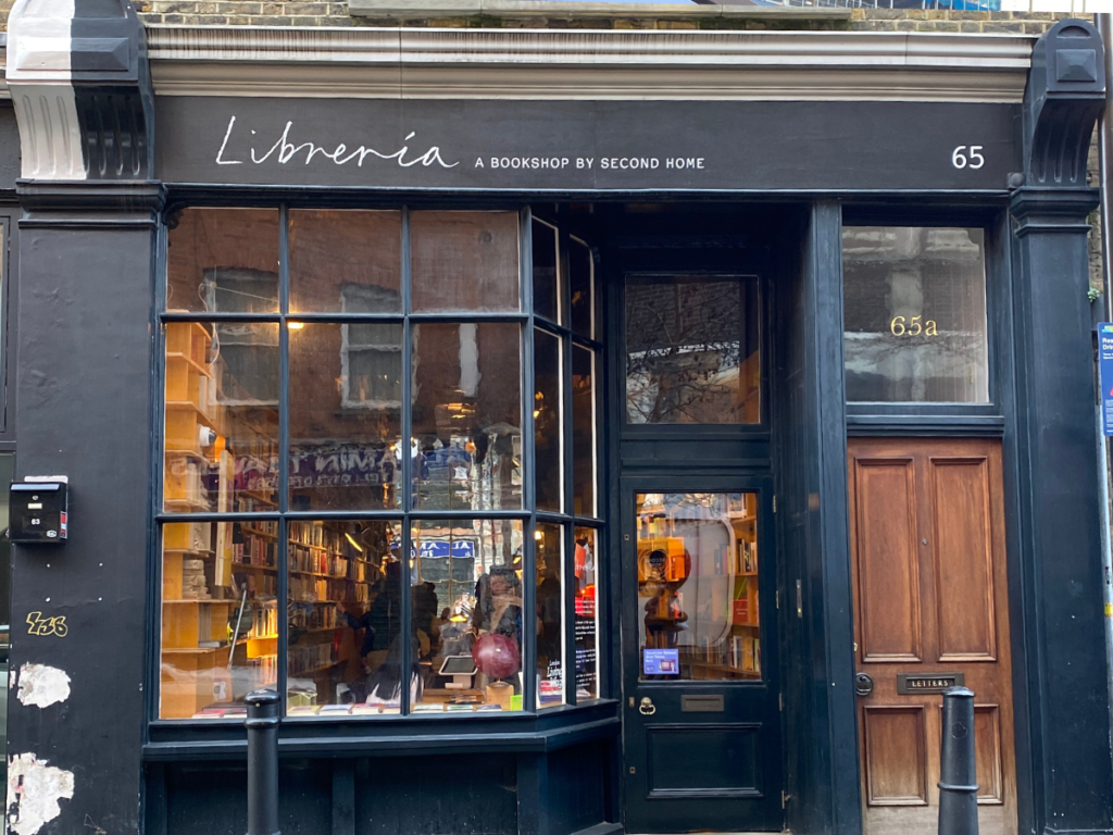 the welcoming classic East London frontage of Libreria