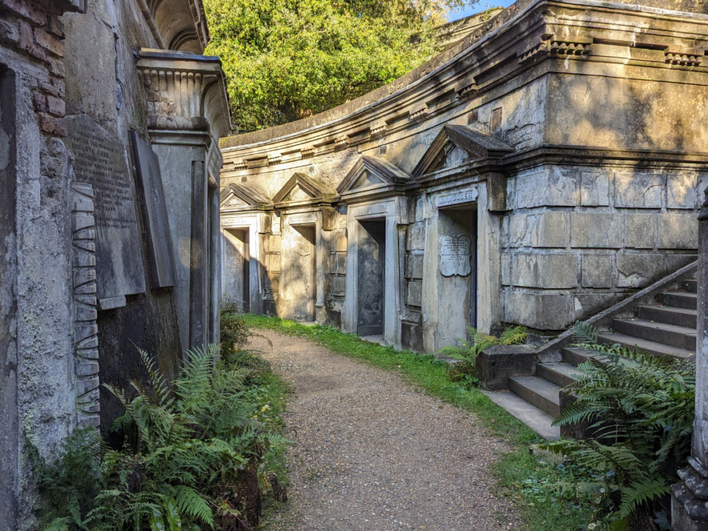 The circle of lebanon at HIghgate Cemetery holding the tombs of many families