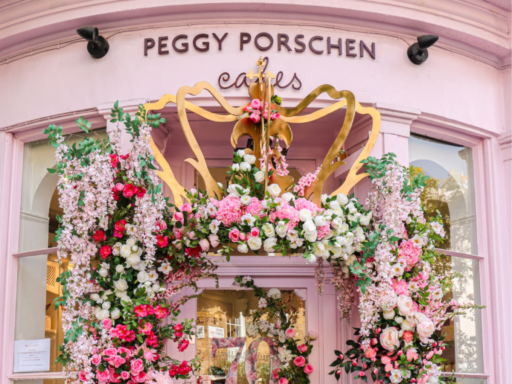 Peggy Porschen Belgravia decorated with florals and a crown
