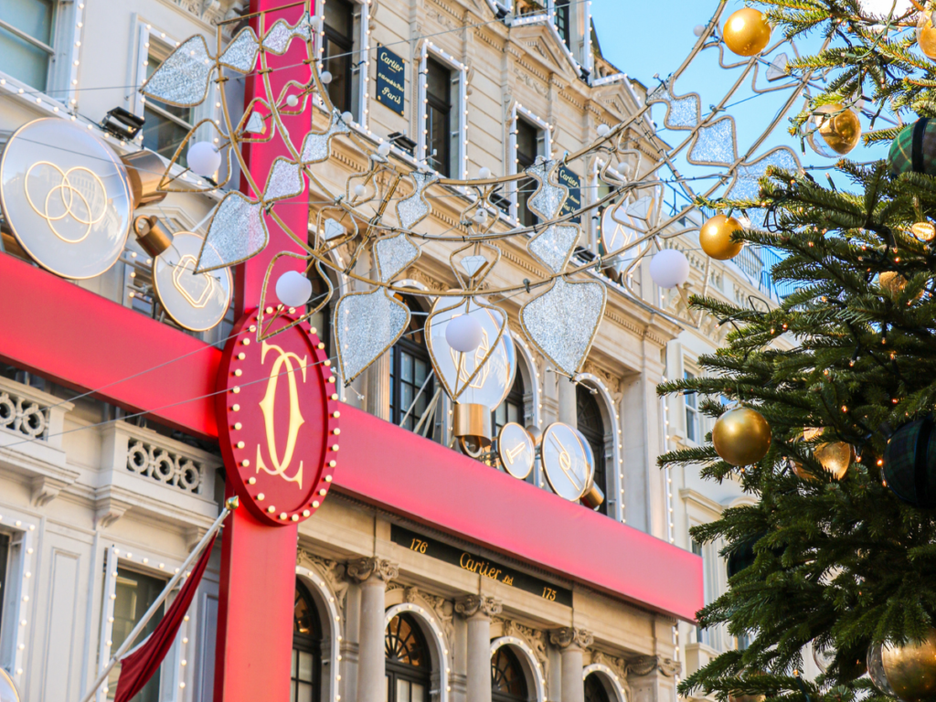 Bond Street Christmas lights outside of Cartier