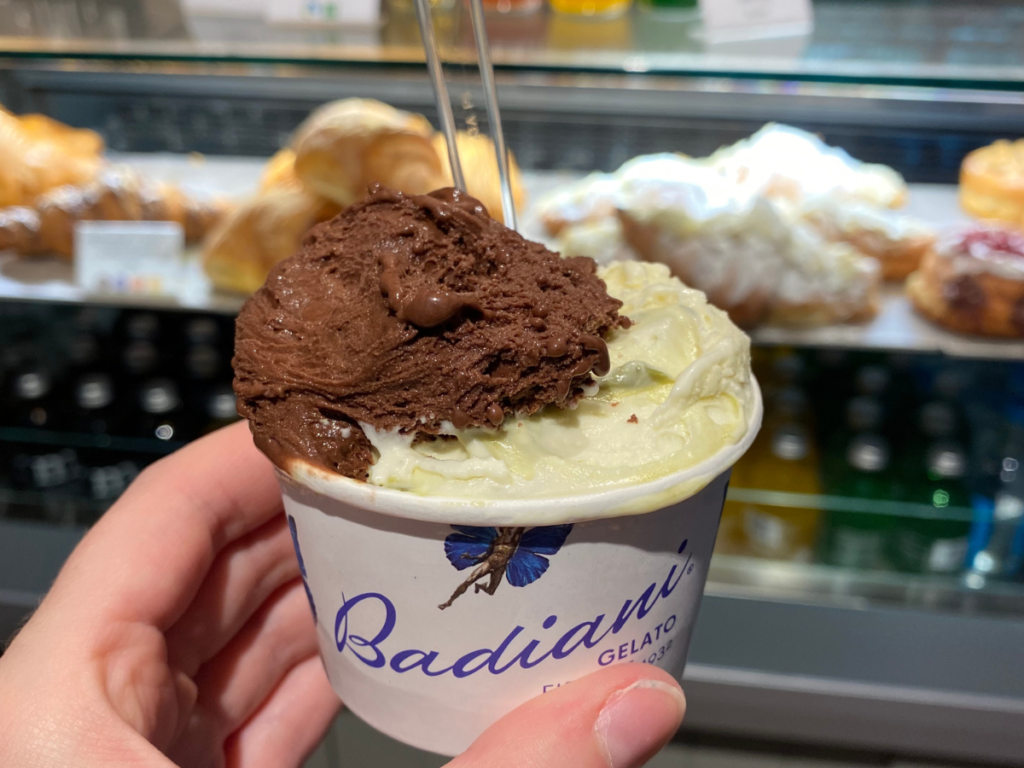 Chocolate and pistachio gelato and Mercato Mayfair