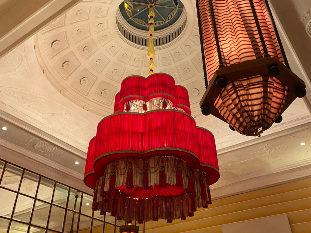 large chandelier at the lecture room and library