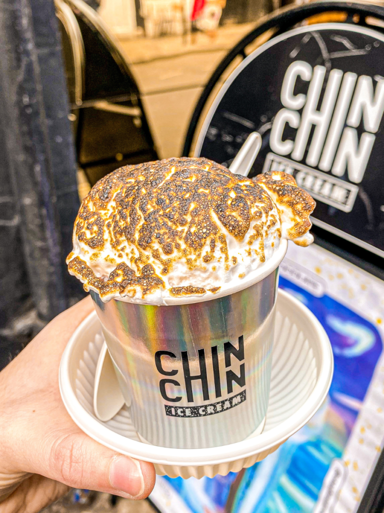 Marshmallow topped hot chocolate at Chin Chin in Soho