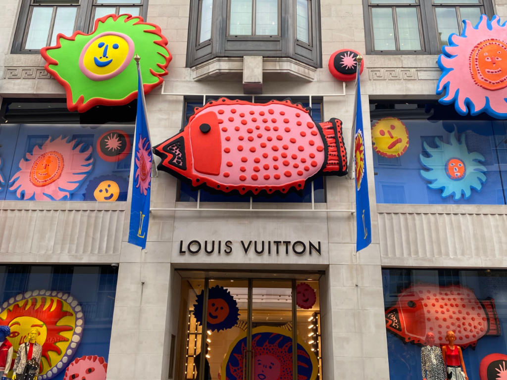 Louis Vuitton on Bond Street with art installation on the outside