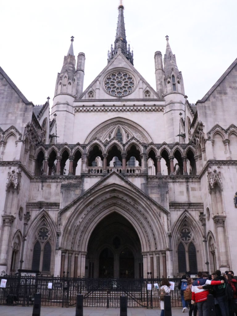 Bridget is meant to report from outside the royal courts of justice on fleet street