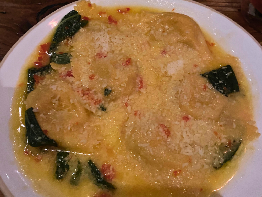 Pumpkin ravioli at Flour & Grape, Bermondsey