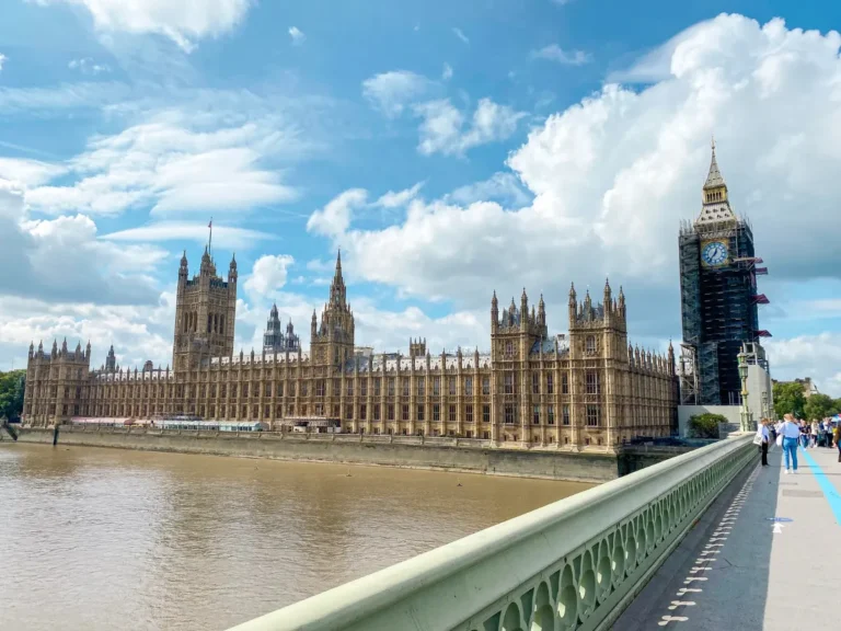 Houses of parliament from westminster bridge on a sunny day